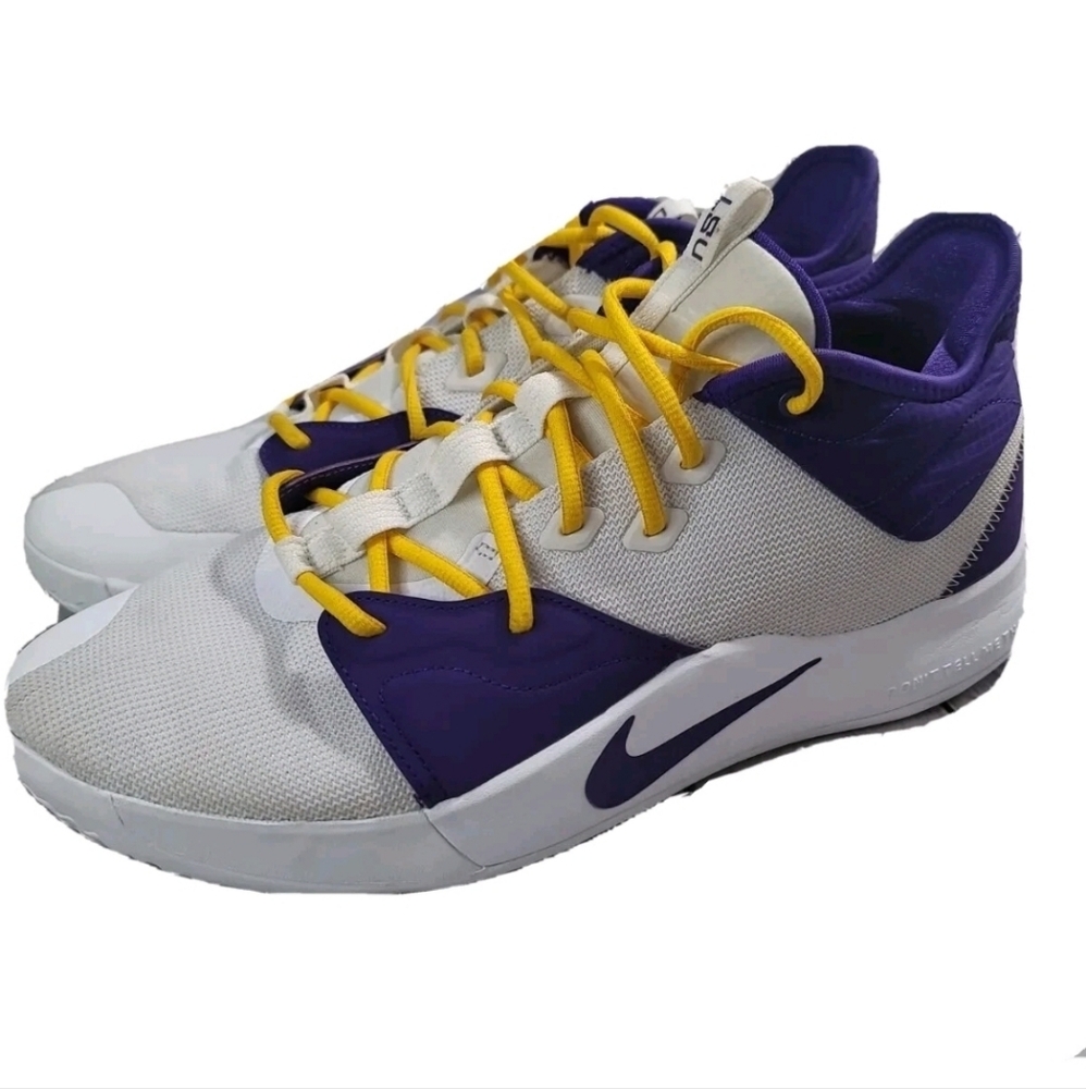 Nike Zoom Paul George PG 3 LSU Basketball Purple Gold AV7928-991 Shoes Size 14